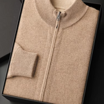PURE EXTRA-FINE MERINO WOOL ZIP CARDIGAN