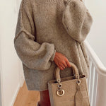 Margovil Drop Shoulder Plain Casual Pullover Sweater