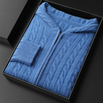PREMIUM CASHMERE CABLE KNIT ZIPPER HOODIE