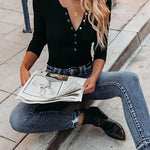 Margovil Long Sleeves Button Up Solid Henley Shirt