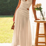 Margovil V Neck Sleeveless Cut Out Swing Maxi Dress