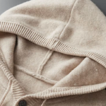 PURE EXTRA-FINE MERINO WOOL BUTTON HOODIE