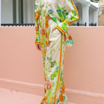 Satin Floral Print Back Elastic Waist Pocketed Wide Leg Pants