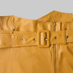 A-Line High Waisted Belted Pockets Solid Color Zipper Skirts Bottoms