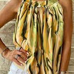 Marble Print Ruched Casual Tank Top