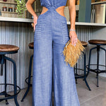 Casual Simplicity Solid Flounce O Neck Regular Jumpsuits