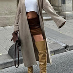 Warm Harvest Knit Button Detail Belted Duster Maxi Cardigan