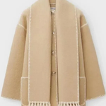 Scarf-Neckline Felt Woolen Coat