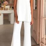 Margovil Solid Cami Top and Wide Leg Pants Set