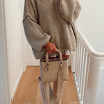 Margovil Drop Shoulder Plain Casual Pullover Sweater