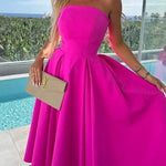 Margovil Strapless Open Back Waisted Swing Midi Dress