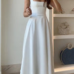 Elegant Square Neck A-line Swing Maxi Cami Dress
