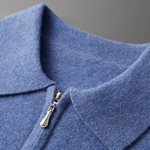 PURE EXTRA-FINE MERINO WOOL HALF ZIP POLO