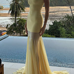 Margovil Strapless Tube Flare Mesh Maxi Party Dress