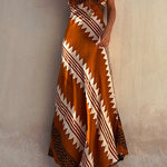 Margovil V Neck Color Block Printed Maxi Swing Cami Dress