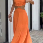 Sexy Halter Neck Backless Sleeveless Maxi Dress