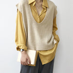 Knitting Irregularity Solid V-Neck Vest