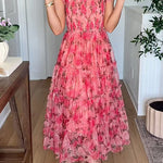 Square Neck Sleeveless Ruffle Tiered Midi Dress