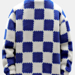 Teddy Fleece Checkerboard Stand Collar Jacket