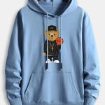 Basketball Bear Print Cotton Hoodie
