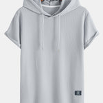 Ribbed Hooded  Arc Hem T-Shirt