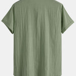 Short Sleeve Linen Look Polo Collar Shirt