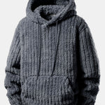 Teddy Fleece Stripe Kangaroo Pocket Hoodie