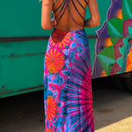 Margovil Criss Cross Backless Tie Dye Maxi Cami Dress
