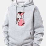 Pink Panther Print Drawstring Hoodie
