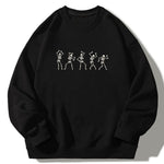 Dancing Skeleton Print Crew Neck Relaxed Sweatshirt