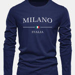 Long Sleeve Milano Print Cotton T-Shirt