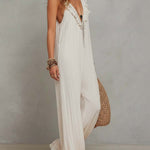Lightweight Bohemian-style Pleated Chiffon Sleeveless Jumpsuit