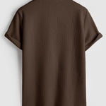 Geometric jacquard round neck T-shirt + shorts 2-piece set