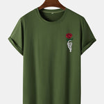 Rose Skull Hand Print Arc Hem T-Shirt