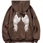 Letter Wings Back Print Hoodie