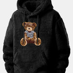 Bear Embroidered Patch Teddy Hoodie & Teddy Jogger Pants