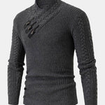 Leather Buckle Turtleneck Sweater