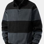 Contrast Corduroy Polo Sweatshirt