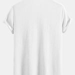 Muscle Fit Crinkled Textured Stand Collar Shirt