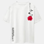 Slogan Rose Print Drop Shoulder Oversize T-Shirt