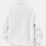 Geometric Jacquard Polo Collar Sweatshirt