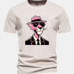 Regular Fit Pink Panther Gentleman Print Cotton T-Shirt