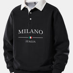Milano Print Contrast Polo Collar Sweatshirt