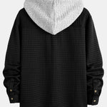 Contrast Waffle Hooded Shirt
