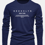 Long Sleeve NY Brooklyn Print Cotton T-Shirt