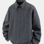 Geometric Jacquard Polo Collar Sweatshirt