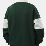 Relax Fit Color Block Patchwork Polo Sweatshirt & Slit Hem Stripe Pants
