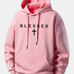 Blessed Cross Print Relax Fit Hoodie