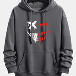 Dissolving Evil Smiley Face Print Relax Fit Hoodie & Jogging Pants