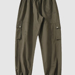 Men's Drawstring Pocketed Cuffed Casual Cargo Pants